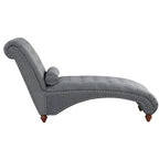 Chaise longue moderne en velours sans accoudoirs avec 1 coussin cylindrique