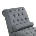 Chaise longue moderne en velours sans accoudoirs avec 1 coussin cylindrique