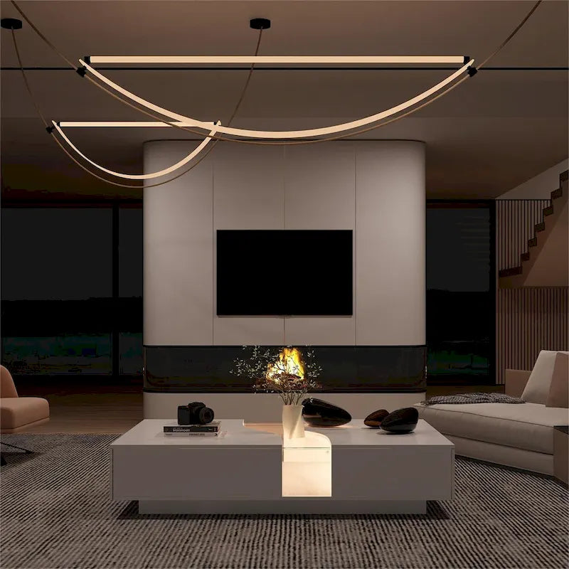 Table basse contemporaine blanche Storage Masterpiece avec bordure LED colorée - 55.1W