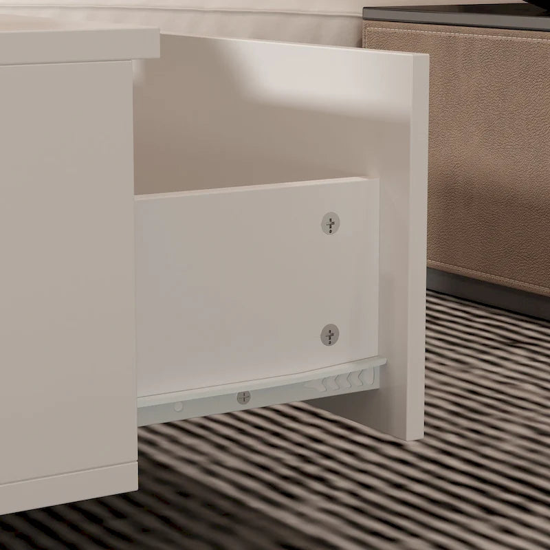 Table basse contemporaine blanche Storage Masterpiece avec bordure LED colorée - 55.1W