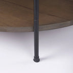 Table basse ronde Larkin à deux niveaux avec plateau en marbre blanc et bois massif