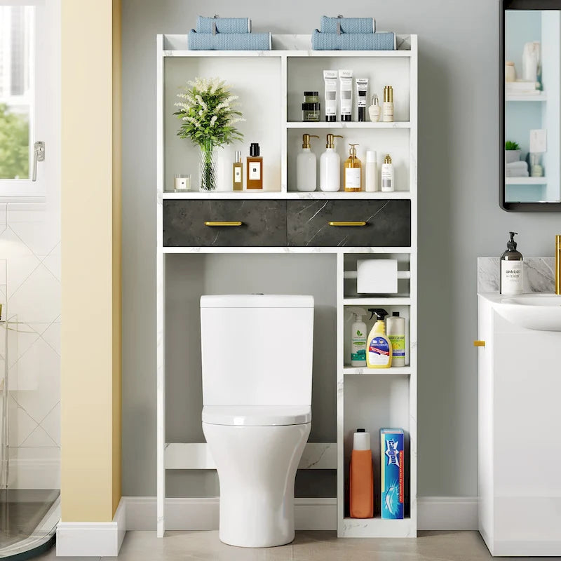 Meuble WC avec tiroirs et étagères