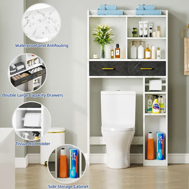 Meuble WC avec tiroirs et étagères