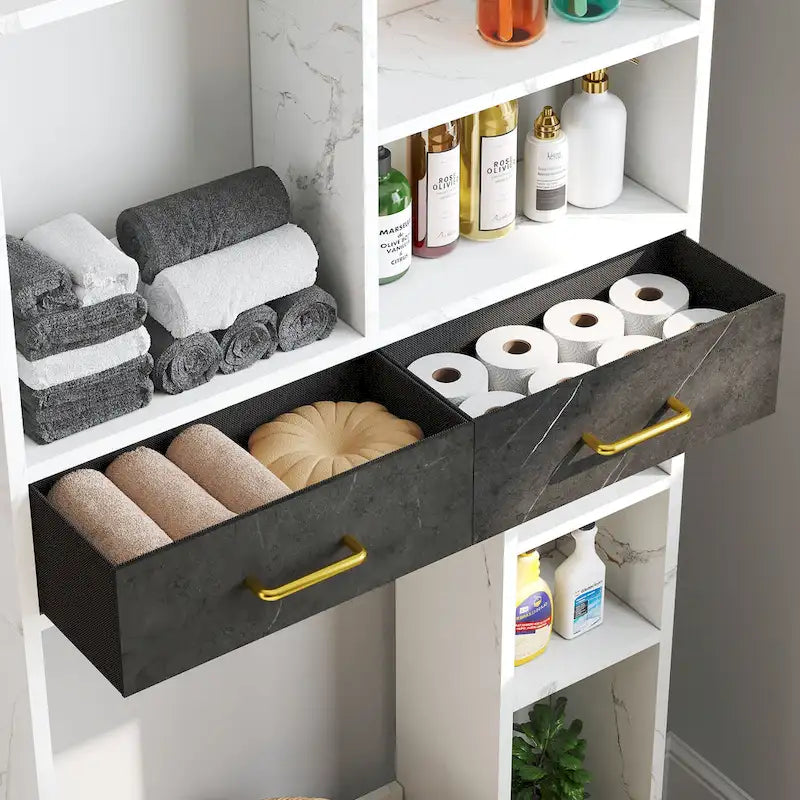 Meuble WC avec tiroirs et étagères