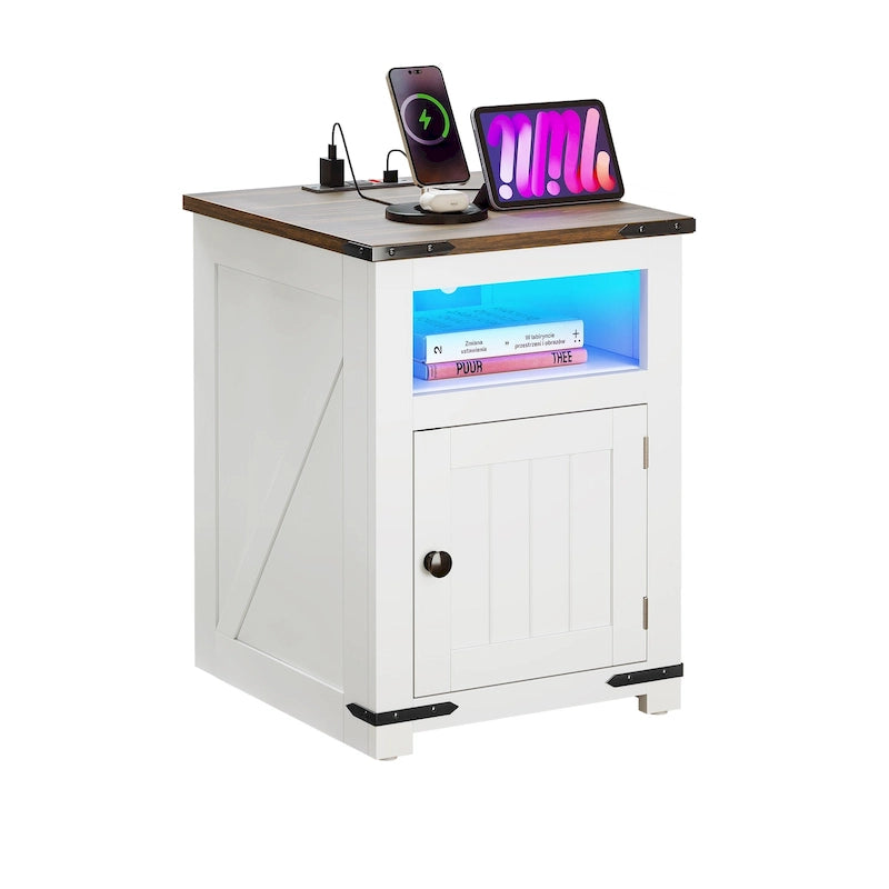 Table d'appoint de ferme avec station de recharge et rangement USB