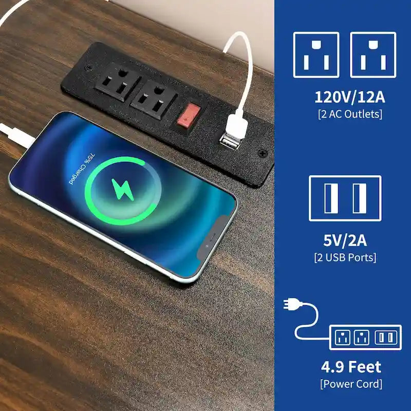 Table d'appoint de ferme avec station de recharge et rangement USB