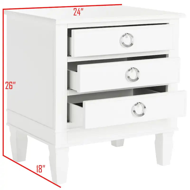 Table de chevet à 3 tiroirs Georgeann White