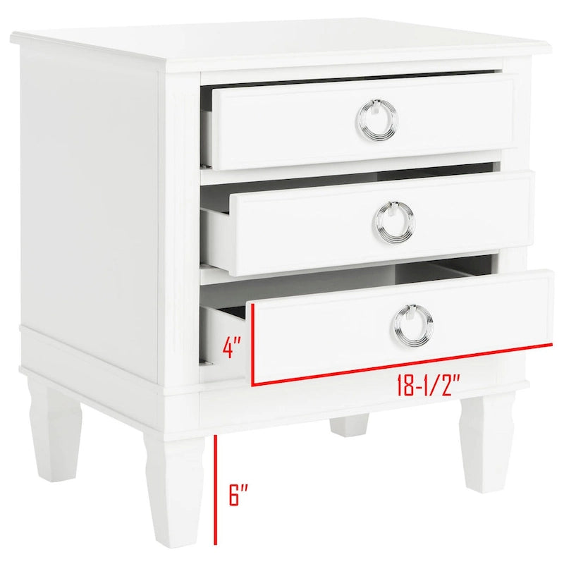 Table de chevet à 3 tiroirs Georgeann White