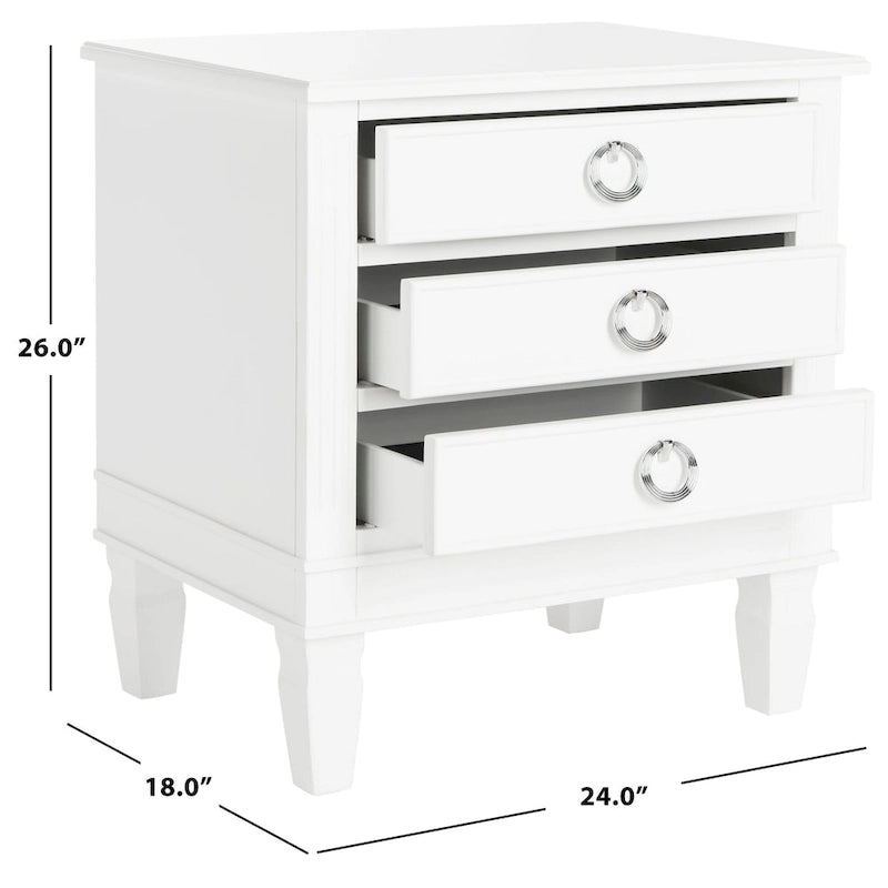 Table de chevet à 3 tiroirs Georgeann White