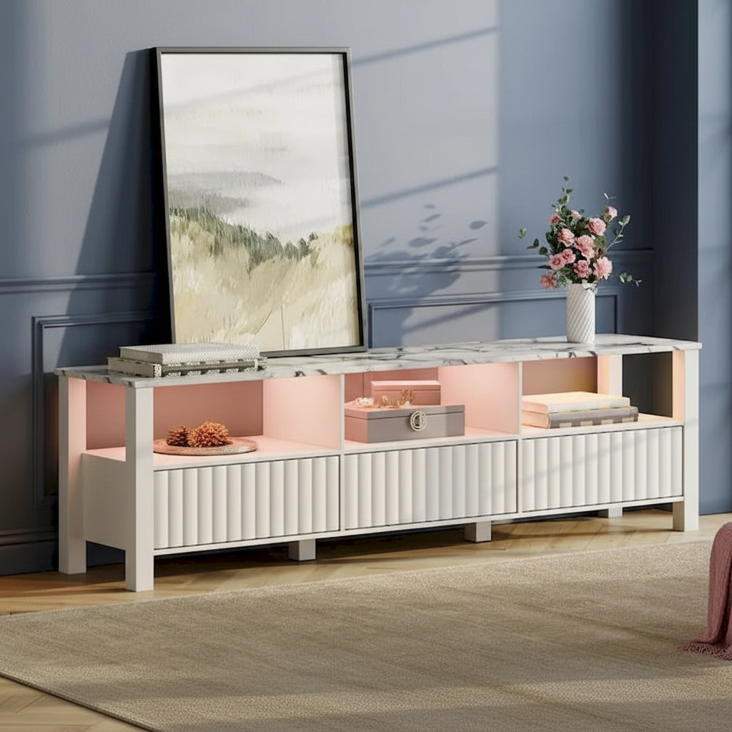 LED TV Stand for 75 Inch TV, Modern TV Console Table with Cabinet