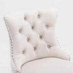 Tabourets de bar en velours capitonnés avec pieds en bois et garniture de clous décoratifs chromés, chaises de bar style décontracté
