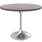 Table à manger ronde de 36 pouces avec plateau en bois MDF et base en chrome brossé