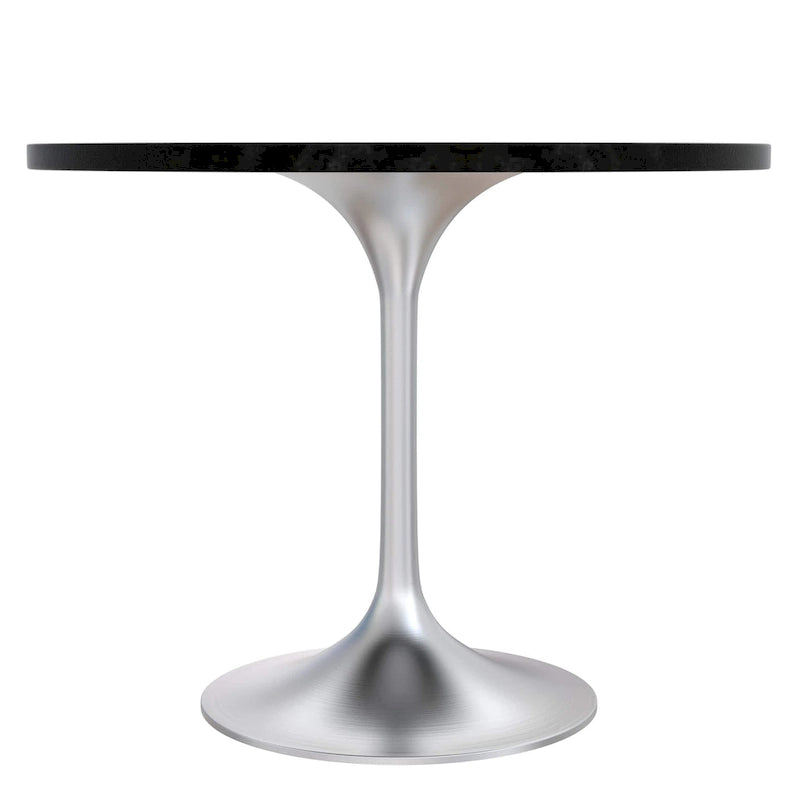 Table à manger ronde de 36 pouces avec plateau en bois MDF et base en chrome brossé