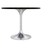 Table à manger ronde de 36 pouces avec plateau en bois MDF et base en chrome brossé