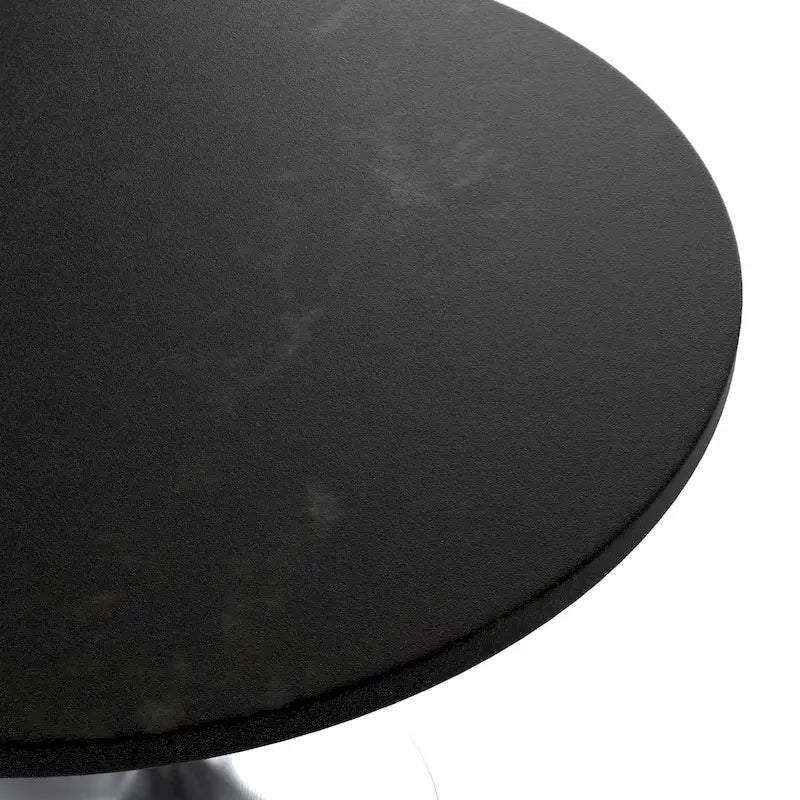 Table à manger ronde de 36 pouces avec plateau en bois MDF et base en chrome brossé
