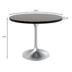 Table à manger ronde de 36 pouces avec plateau en bois MDF et base en chrome brossé