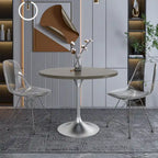 Table à manger ronde de 36 pouces avec plateau en bois MDF et base en chrome brossé