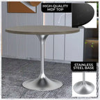 Table à manger ronde de 36 pouces avec plateau en bois MDF et base en chrome brossé
