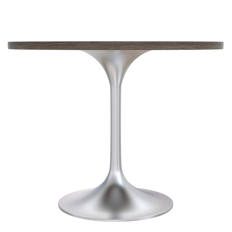 Table à manger ronde de 36 pouces avec plateau en bois MDF et base en chrome brossé