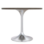 Table à manger ronde de 36 pouces avec plateau en bois MDF et base en chrome brossé