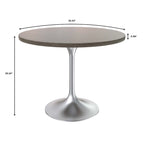 Table à manger ronde de 36 pouces avec plateau en bois MDF et base en chrome brossé