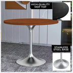 Table à manger ronde de 36 pouces avec plateau en bois MDF et base en chrome brossé