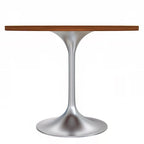 Table à manger ronde de 36 pouces avec plateau en bois MDF et base en chrome brossé
