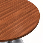 Table à manger ronde de 36 pouces avec plateau en bois MDF et base en chrome brossé
