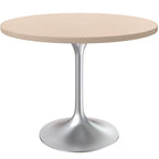 Table à manger ronde de 36 pouces avec plateau en bois MDF et base en chrome brossé