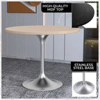 Table à manger ronde de 36 pouces avec plateau en bois MDF et base en chrome brossé