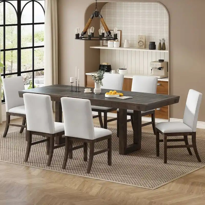 Table à manger extensible traditionnelle en bois de 72 pouces