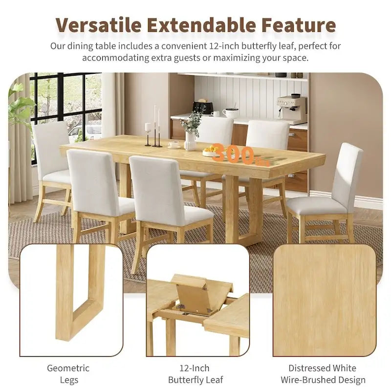 Table à manger extensible traditionnelle en bois de 72 pouces