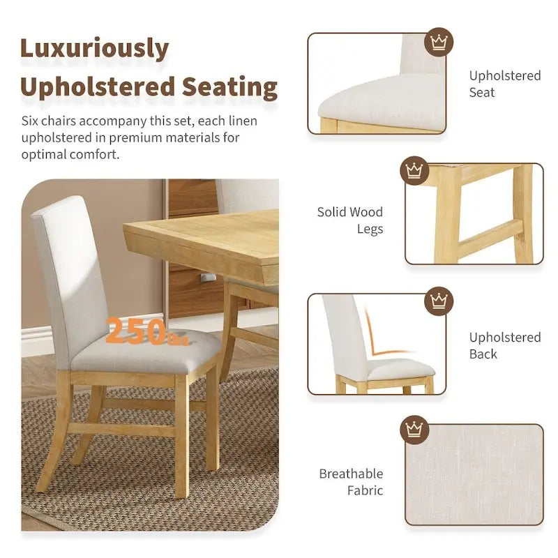 Table à manger extensible traditionnelle en bois de 72 pouces