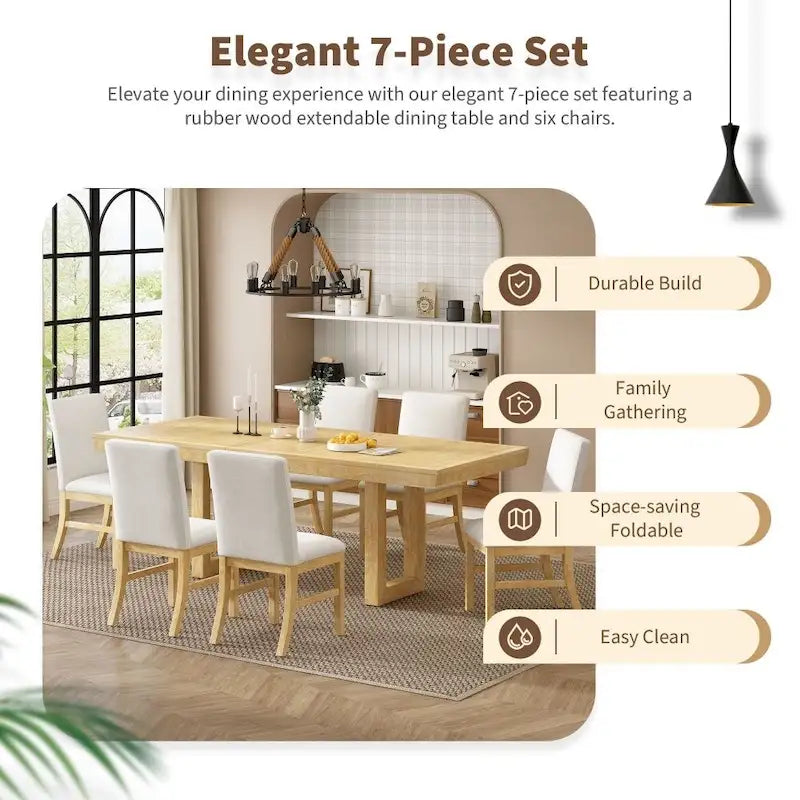 Table à manger extensible traditionnelle en bois de 72 pouces