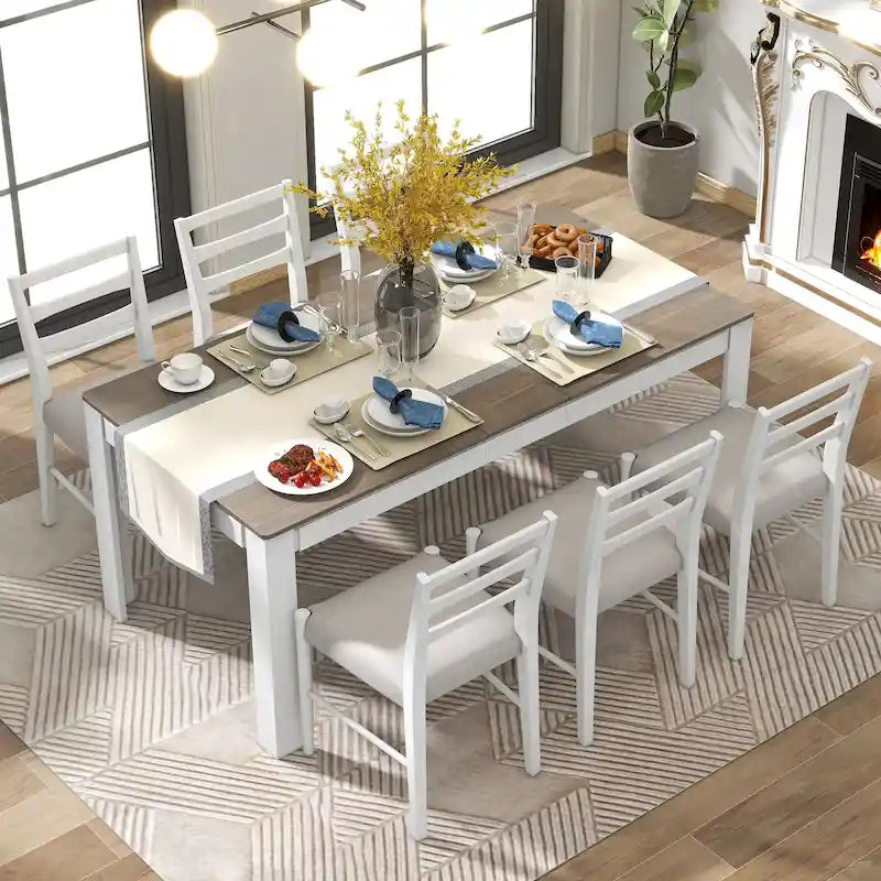 Table de salle à manger en bois avec rallonge de 12 feuilles