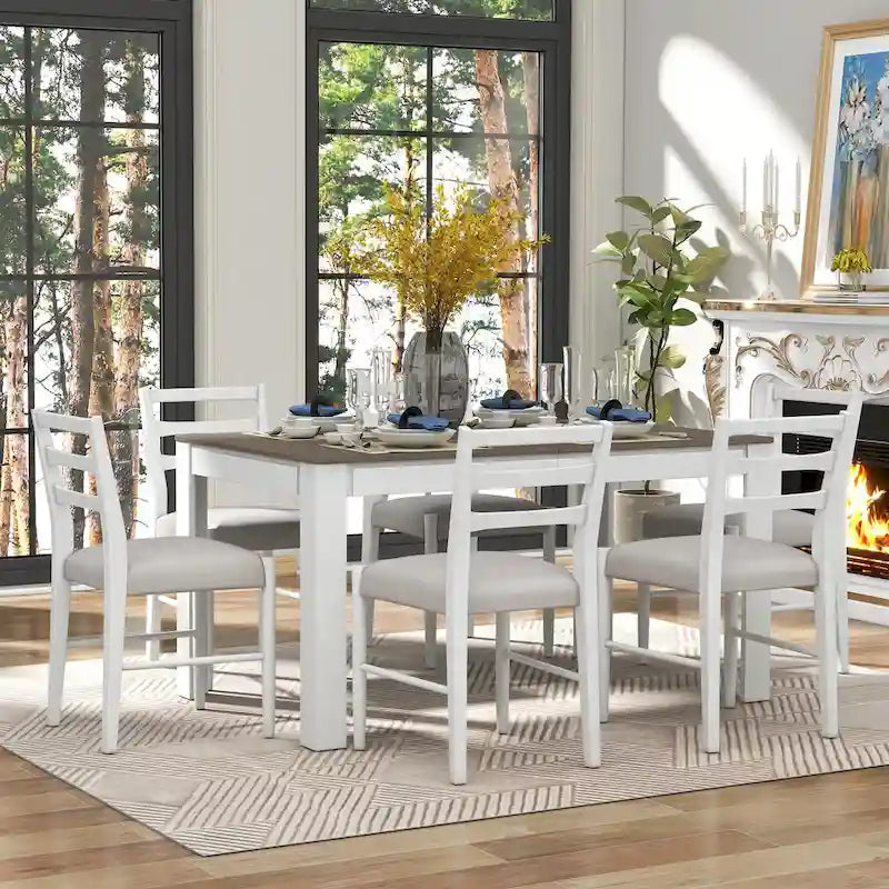 Table de salle à manger en bois avec rallonge de 12 feuilles