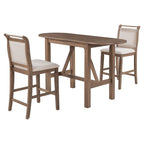 Table à manger en bois hauteur comptoir avec rallonge à rabat et chaises rembourrées