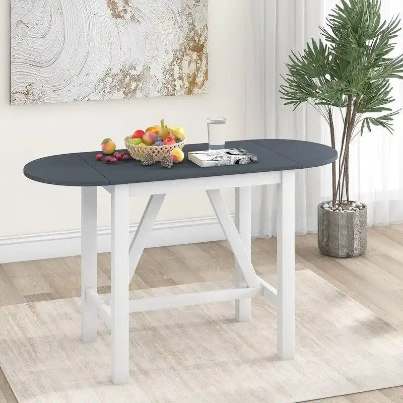 Table à manger en bois hauteur comptoir avec rallonge à rabat et chaises rembourrées