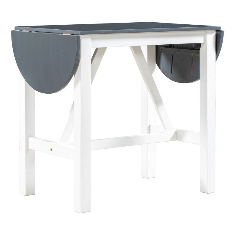 Table à manger en bois hauteur comptoir avec rallonge à rabat et chaises rembourrées