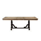 Table à manger en bois de 68 pouces avec piètement à tréteaux orné, marron