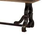 Table à manger en bois de 68 pouces avec piètement à tréteaux orné, marron