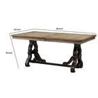 Table à manger en bois de 68 pouces avec piètement à tréteaux orné, marron