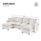 Canapé modulaire moderne 6 places en U avec 2 oreillers