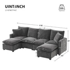 Canapé modulaire moderne 6 places en U avec 2 oreillers