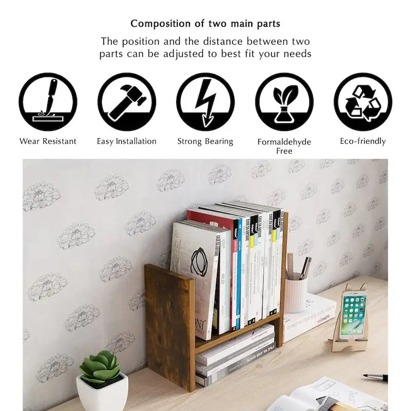 Étagère de rangement de bureau en bois avec tiroirs