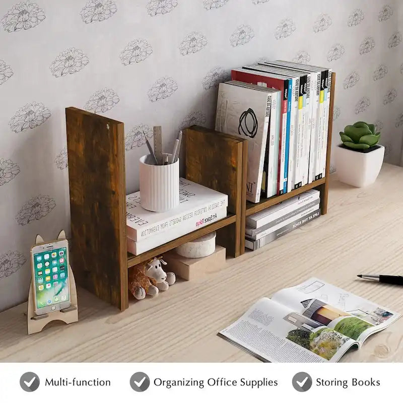 Étagère de rangement de bureau en bois avec tiroirs