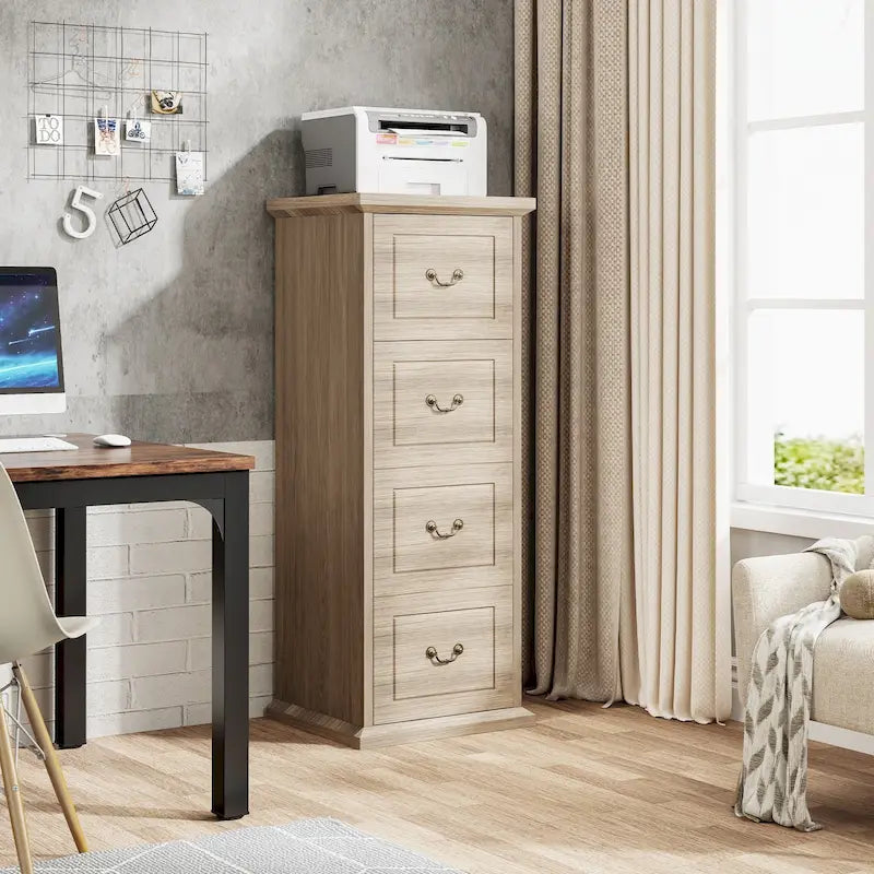 Classeur vertical en bois à 4 tiroirs de 130 cm de haut, pour formats A4/Lettre
