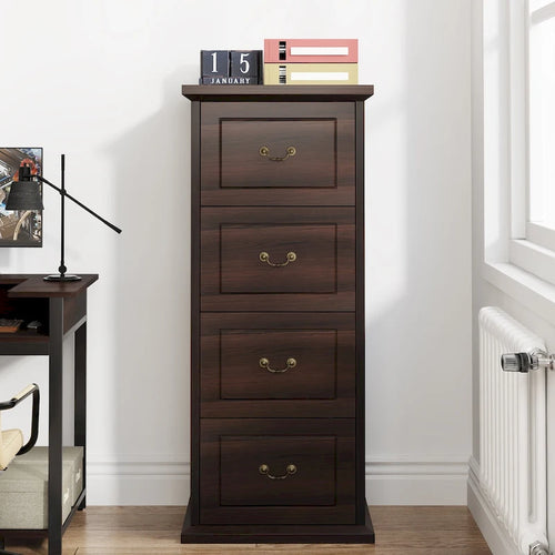 Classeur vertical en bois à 4 tiroirs de 130 cm de haut, pour formats A4/Lettre
