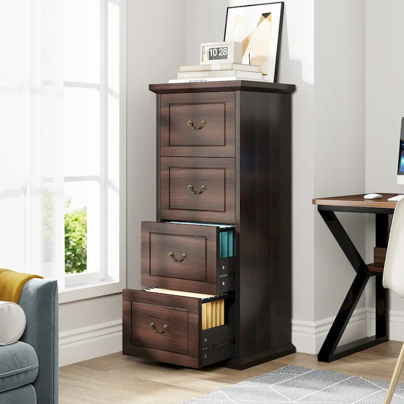 Classeur vertical en bois à 4 tiroirs de 130 cm de haut, pour formats A4/Lettre