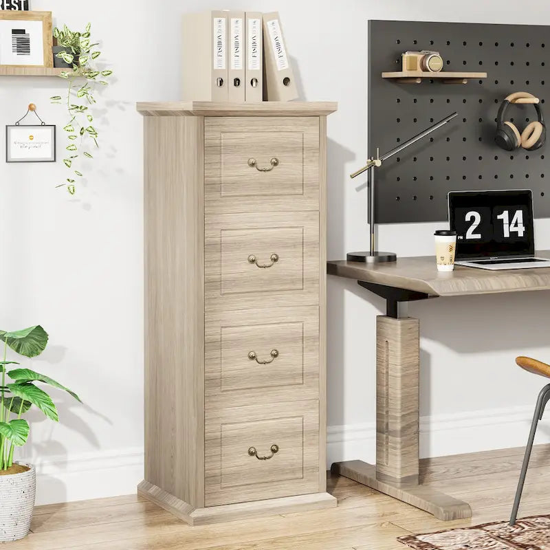 Classeur vertical en bois à 4 tiroirs de 130 cm de haut, pour formats A4/Lettre